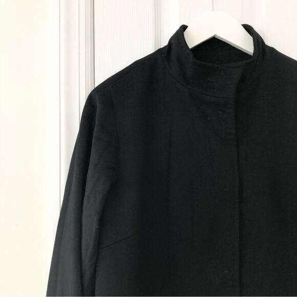 Jane Post Black Cashmere Blend Snap Button High Neck Classic A Line Coat Small - Picture 8 of 15